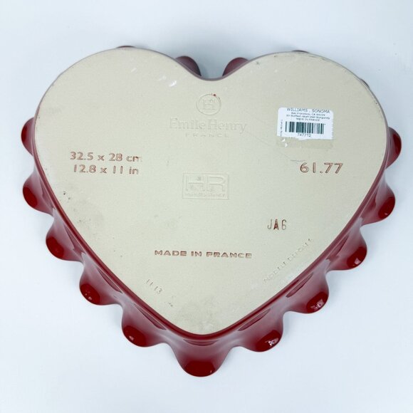 Emile Henry France Red Burgundy Ruffled Heart Baking Dish 12.8'' 61.77 - Picture 3 of 7